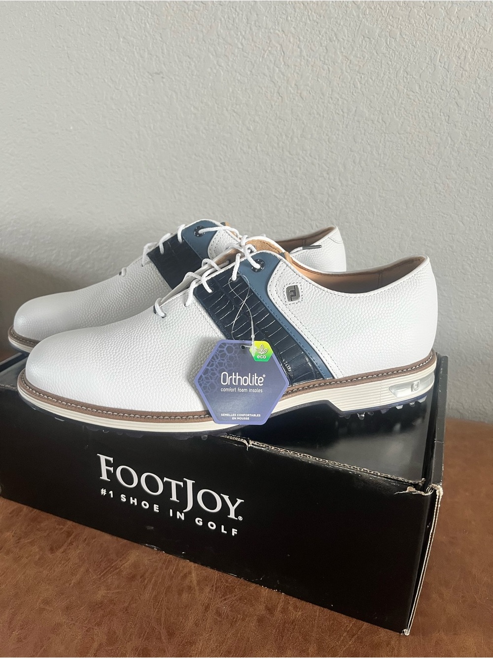 FootJoy Men’s White and Navy Performance Golf Shoes